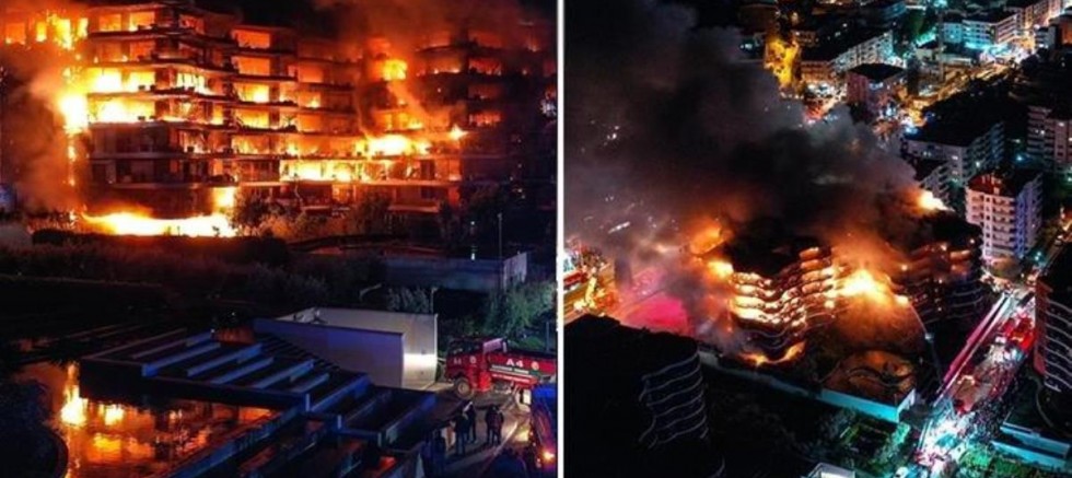 İzmir’in Folkart Sitesi’ndeki yangın görüntüleri