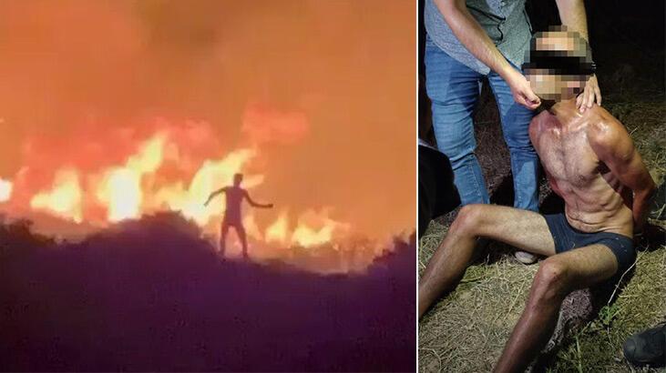 Çeşme kundakçısı alevler arasında! Görüntüler ortaya çıktı