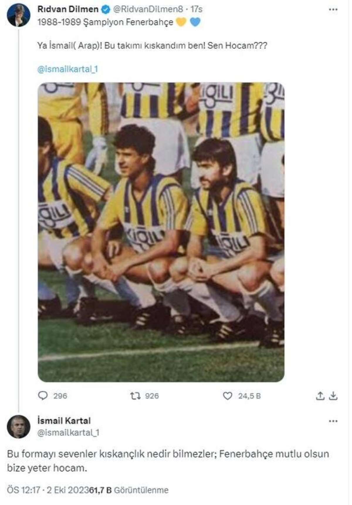 İsmail Kartal'dan Rıdvan Dilmen'e yanıt... 'Fenerbahçe mutlu olsun bize yeter'