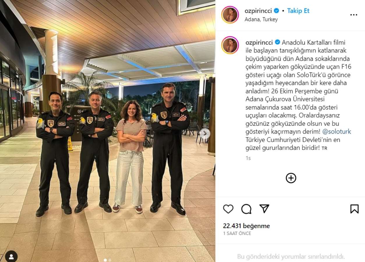 Özge Özpirinçci'den 'SOLOTÜRK' paylaşımı: 'Gözünüz gökyüzünde olsun!'