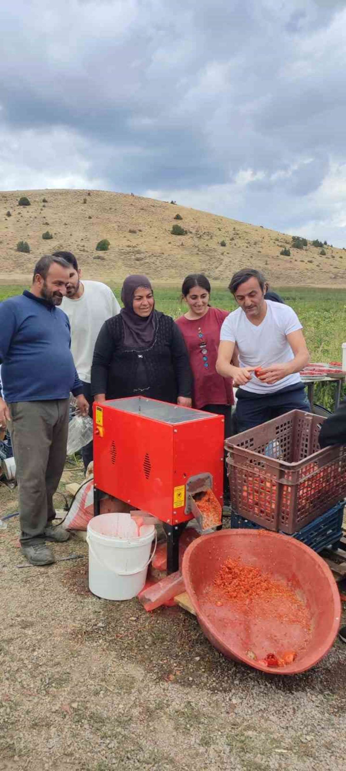 Ünlü oyuncu Ersin Korkut domates toplayıp salça yaptı