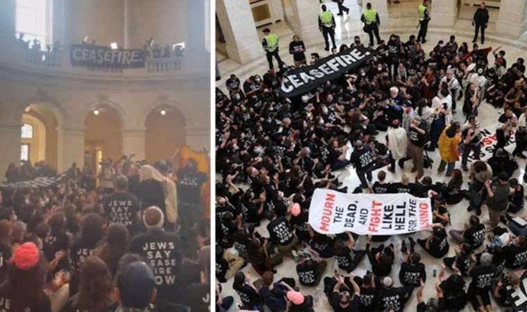 Ateşkes isteyen ABD’li Yahudilerden Filistin’e destek: Oturma eylemi başlattılar