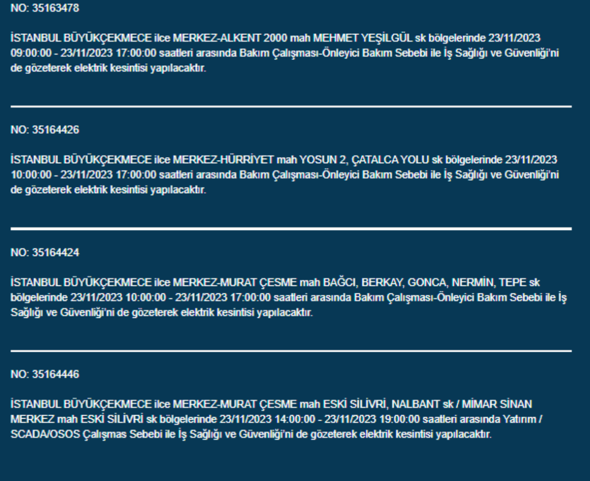 İstanbul'da 34 ilçede elektrik kesintisi: İstanbul'da bugün elektrik kesintisi yaşanacak ilçeler hangileri? İstanbul'da elektrikler ne zaman gelecek?