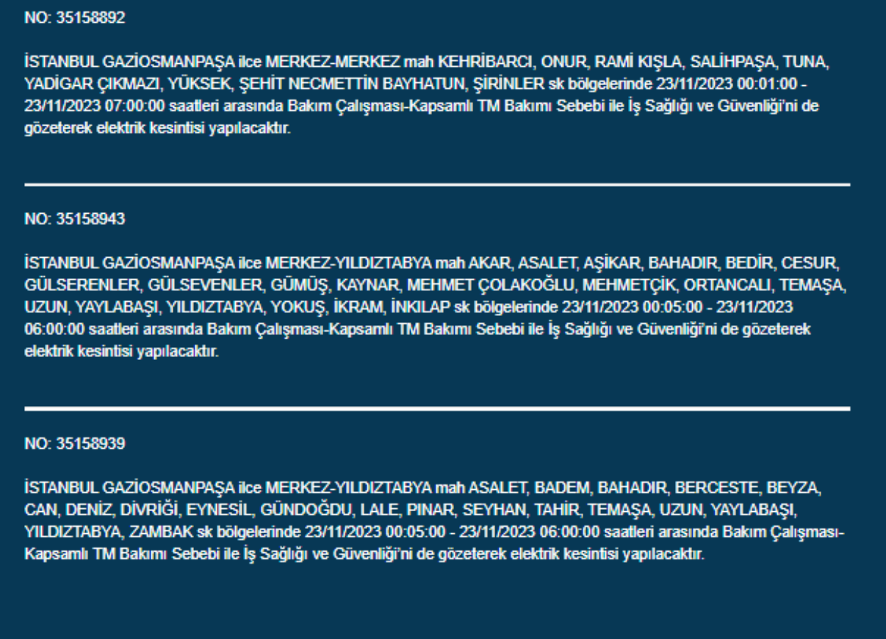 İstanbul'da 34 ilçede elektrik kesintisi: İstanbul'da bugün elektrik kesintisi yaşanacak ilçeler hangileri? İstanbul'da elektrikler ne zaman gelecek?