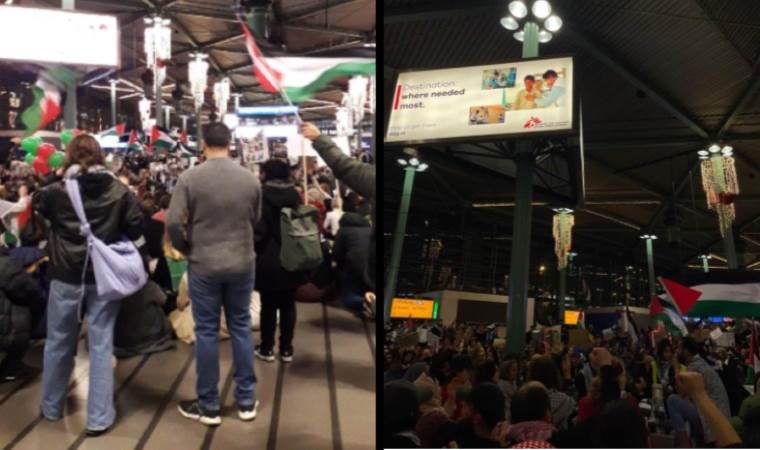 Amsterdam’daki Schipol Havalimanı’nda ‘Gazze’de ateşkes’ çağrısı