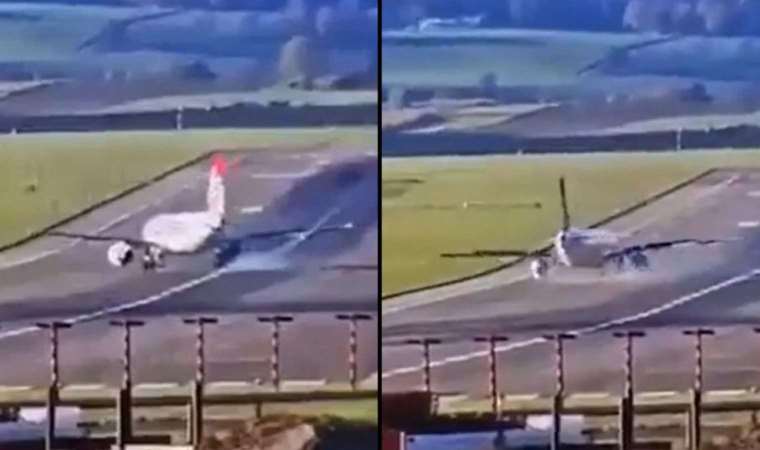 Kalkış sırasında pistte kaydı: Endişeye sebep oldu