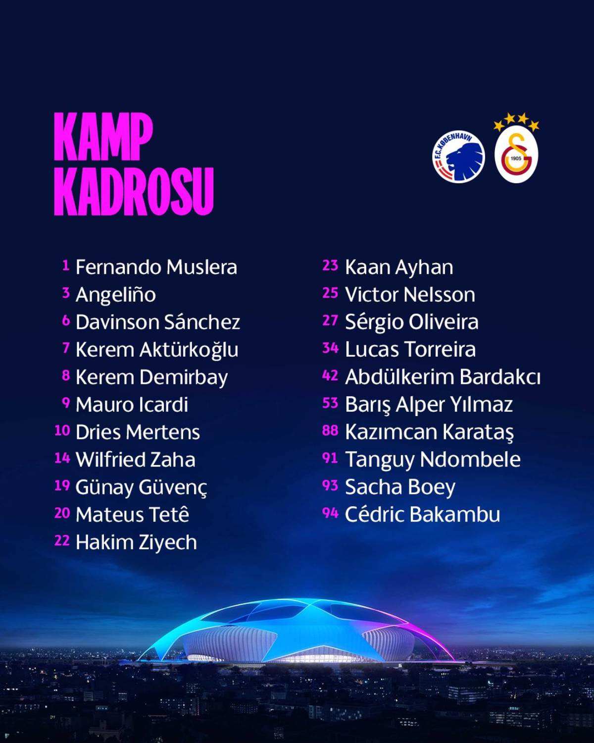 Galatasaray'ın Kopenhag maçı kamp kadrosu belli oldu! Davinson Sanchez ve Hakim Ziyech kararı...