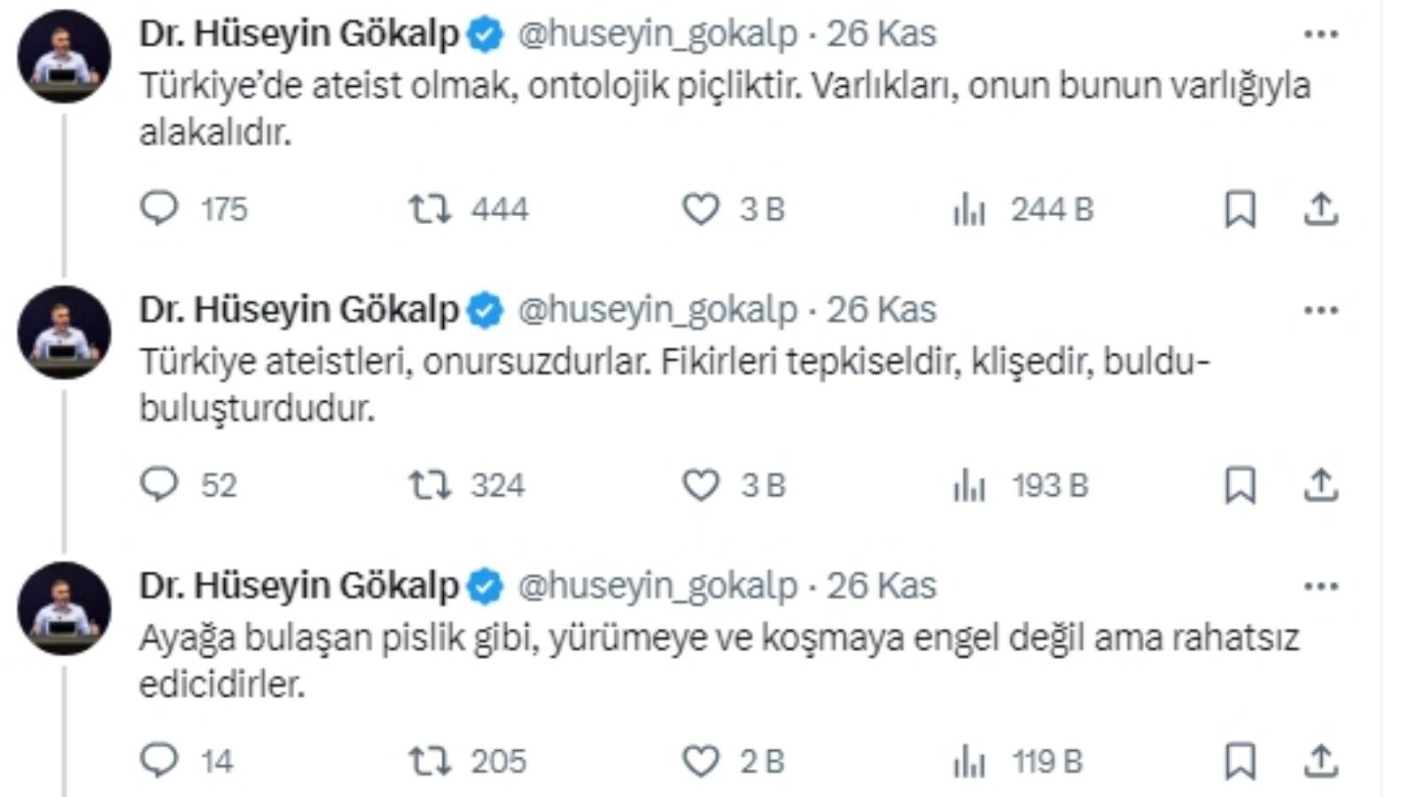 İlahiyatçı akademisyenin 'ateizm' paylaşımları:  'O....u çocukluğu, p.çlik, onursuzluk...'