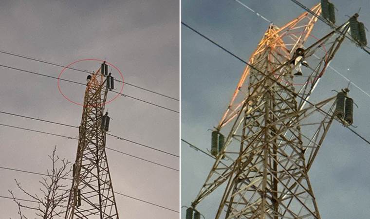 Yer Küçükçekmece… 50 metrelik elektrik direğine çıkıp kendini ihbar etti