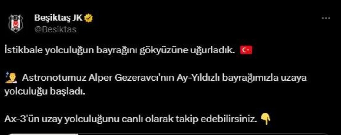 Süper Lig ekiplerinden Alper Gezeravcı paylaşımı! Uzaya giden ilk Türk astronot...