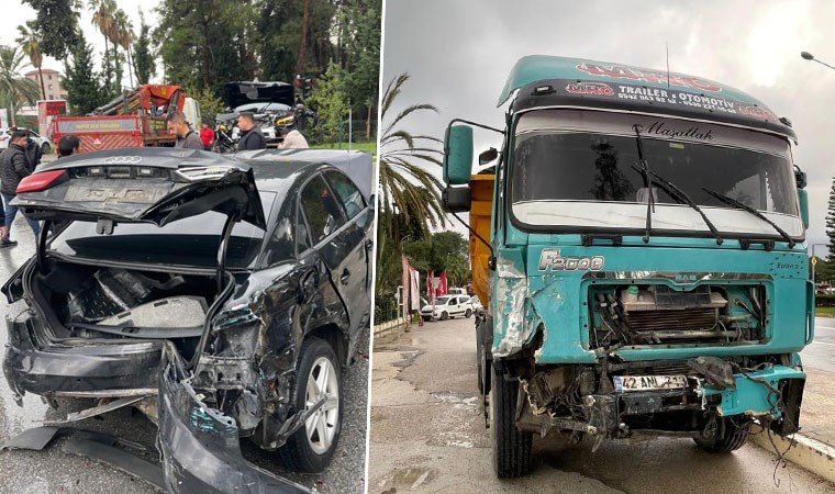 Freni tutmayan tır araçların arasına daldı: Dört kişi yaralandı