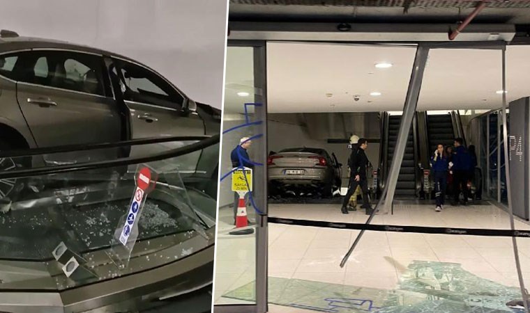 İstanbul’da akılalmaz olay! Otomobil AVM’nin yürüyen merdivenine daldı: Üç kişi yaralandı
