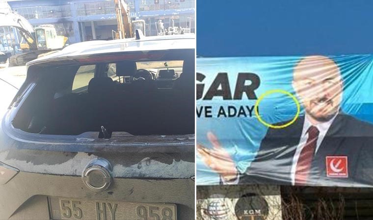 YRP’nin seçim kampanyasına saldırı: Aracın camı kırıldı, pankart kurşunlandı