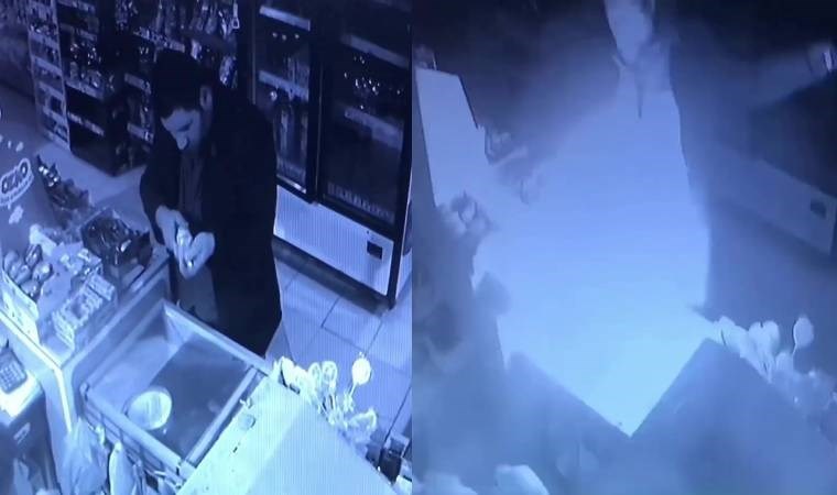 Bakkalda panik anları… Gaz doldurduğu çakmak bir anda patladı!