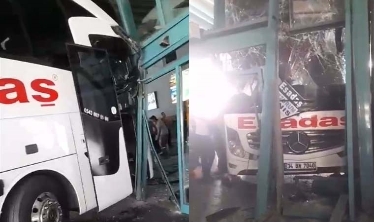 Faciadan dönüldü: Otobüs, perona girerken yolcu bekleme alanına çarptı