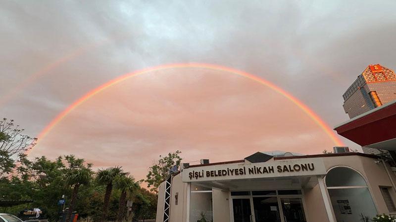 İstanbul’da Yağmur Sonrası Görsel Şölen: Şişli’de Gökkuşağı