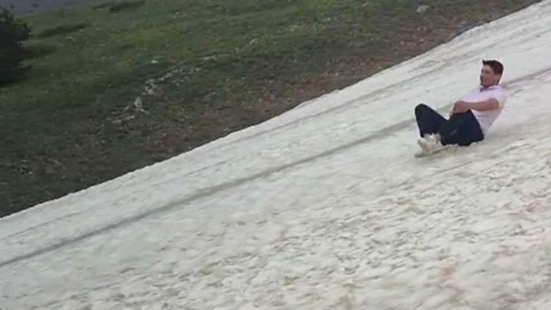 Köroğlu Dağları’nda Haziran Sürprizi: Gençler Kar Üzerinde Kaydı